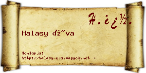 Halasy Éva névjegykártya